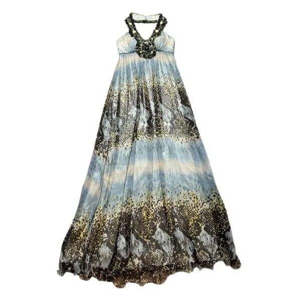 chinese dress ladies Chiffon Maxi With Embellished Belt - Peach